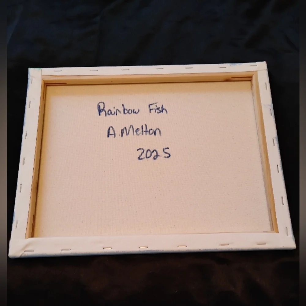 Colorful Fish Canvas Wall Art Painting Kids Room Decor Whimsical Abstract Art - Picture 4 of 4